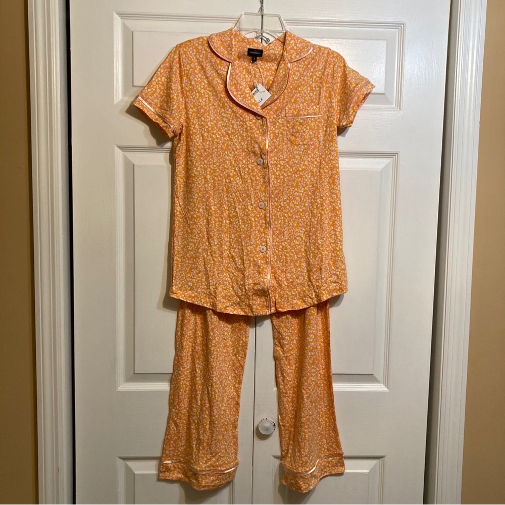 NWT Cosabella Pajama Set Size S Small Pima Cotton Mini Floral Orange Multi Bella